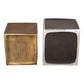 Set of Two Black Silver And Antiqued Brass Aluminum Square Block End Tables