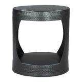 20" Black Iron Round Floor Shelf End Table