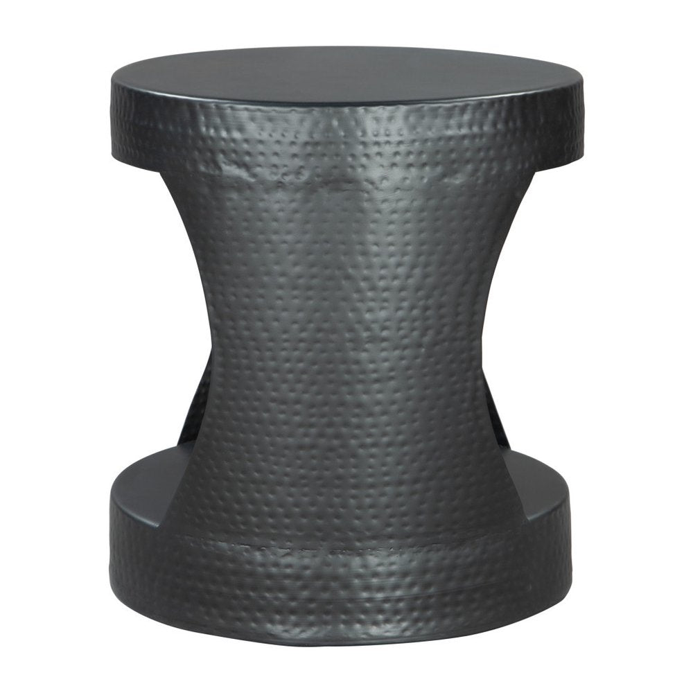 20" Black Iron Round Floor Shelf End Table