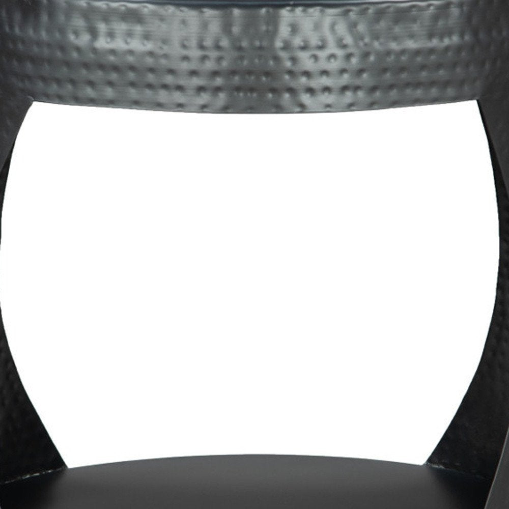 20" Black Iron Round Floor Shelf End Table