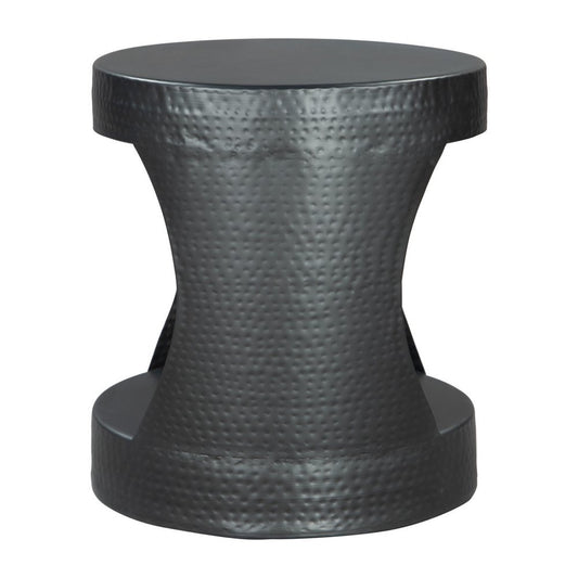 20" Black Iron Round Floor Shelf End Table