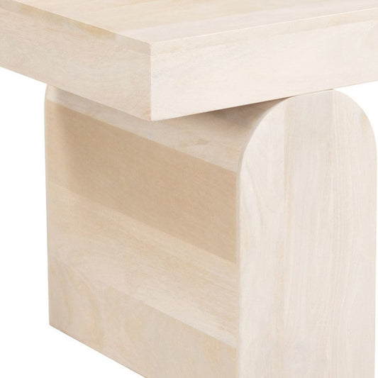 22" Natural Solid Wood Square Pedestal End Table