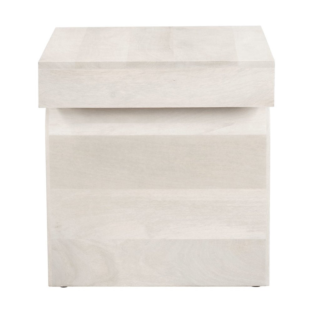 22" Natural Solid Wood Square Pedestal End Table