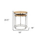 Set of Two Natural And Silver Solid Wood And Iron Round Frame Nested Tables