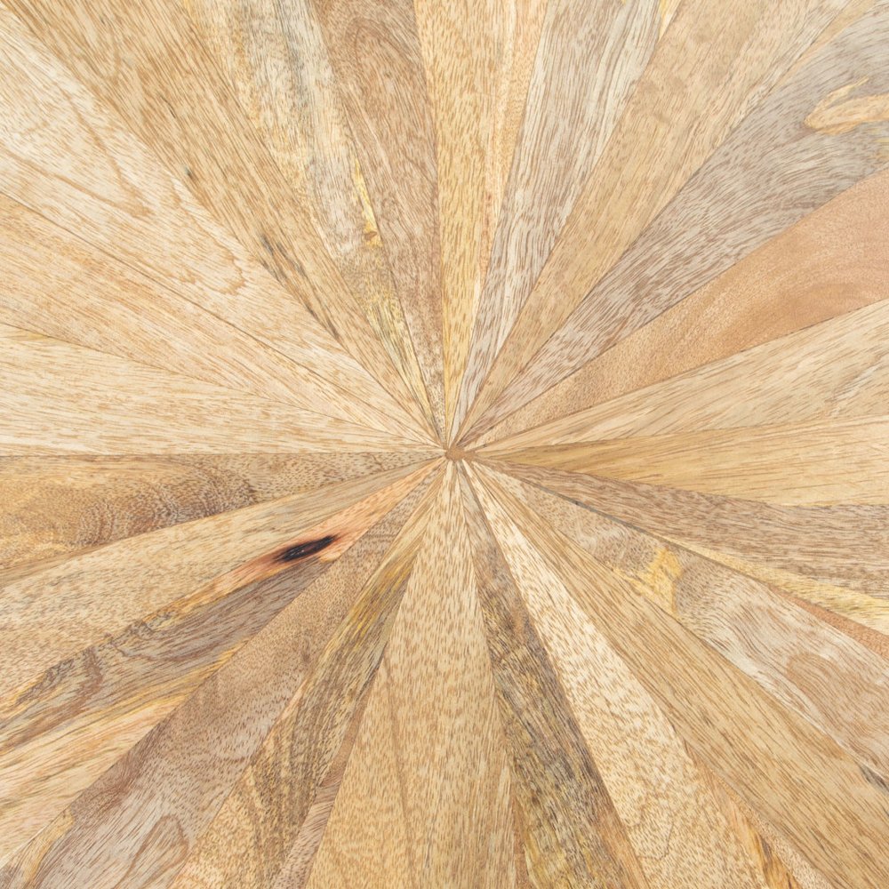 Set of Two Natural And Silver Solid Wood And Iron Round Frame Nested Tables