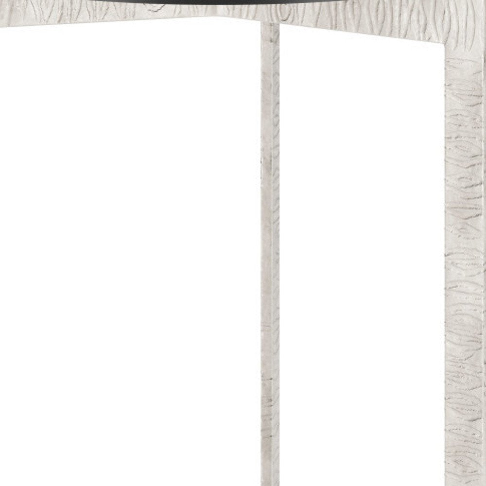 25" White And Silver Marble And Aluminum Round Cross Legs End Table