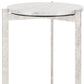 25" White And Silver Marble And Aluminum Round Cross Legs End Table