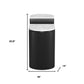 Set of Two Black And White Solid Wood And Marble Oval Block End Tables