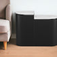 Set of Two Black And White Solid Wood And Marble Oval Block End Tables