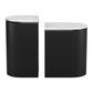 Set of Two Black And White Solid Wood And Marble Oval Block End Tables