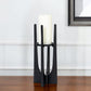 12" Black Distressed Aluminum Geometric Tabletop Pillar Candle Holder