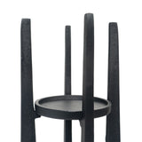 12" Black Distressed Aluminum Geometric Tabletop Pillar Candle Holder