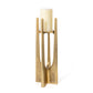 16" Gold Distressed Aluminum Geometric Tabletop Pillar Candle Holder