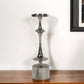 18" Silver Distressed Geometric Metal Tabletop Candle Holder