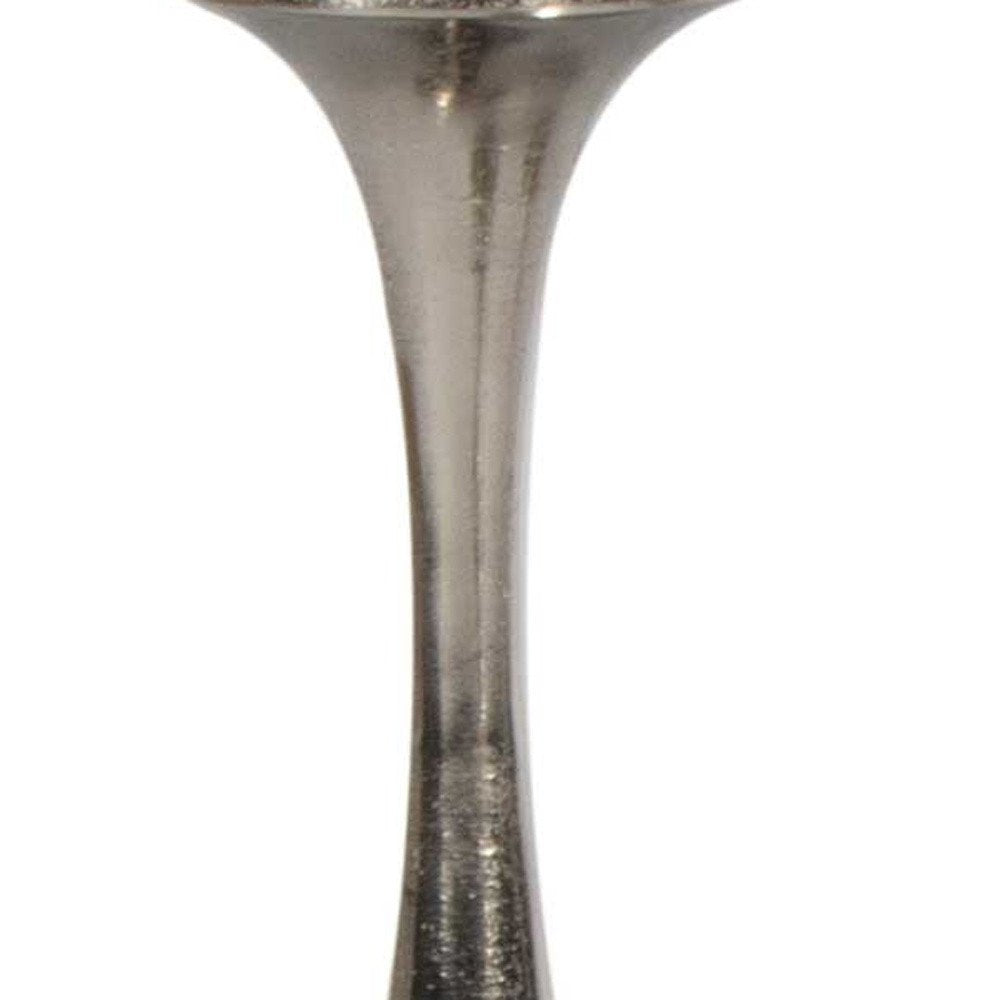 18" Silver Distressed Geometric Metal Tabletop Candle Holder