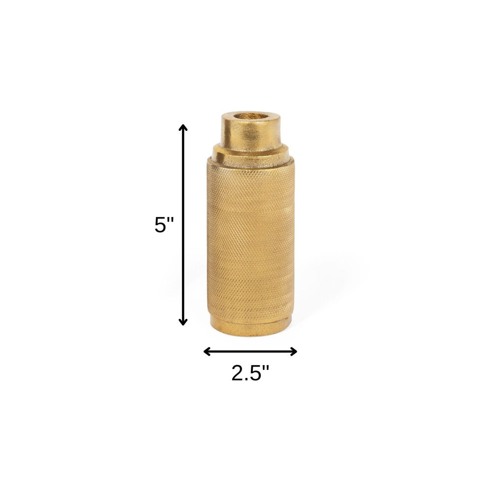 5" Gold Distressed Aluminum Tabletop Taper Candle Holder