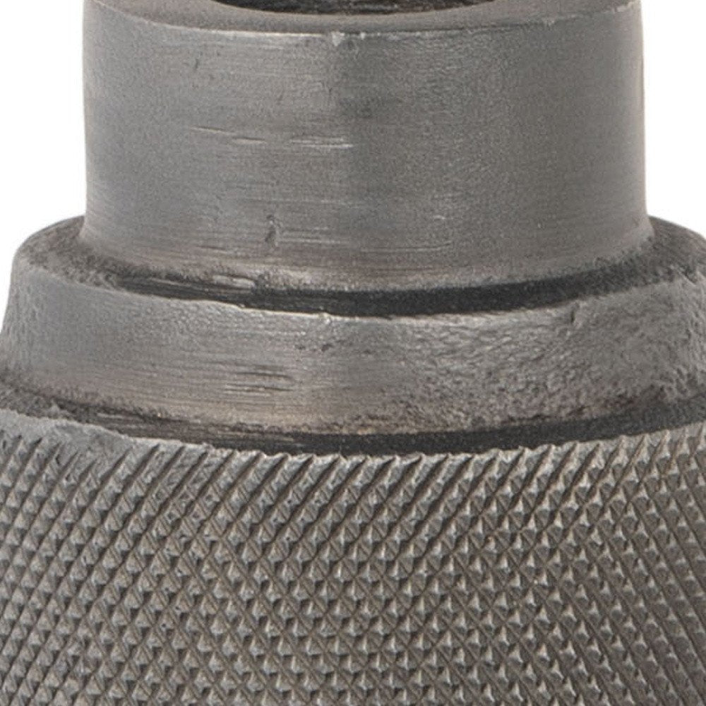 7" Gray Distressed Aluminum Geometric Tabletop Taper Candle Holder