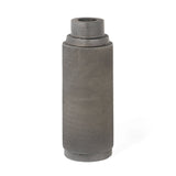 7" Gray Distressed Aluminum Geometric Tabletop Taper Candle Holder