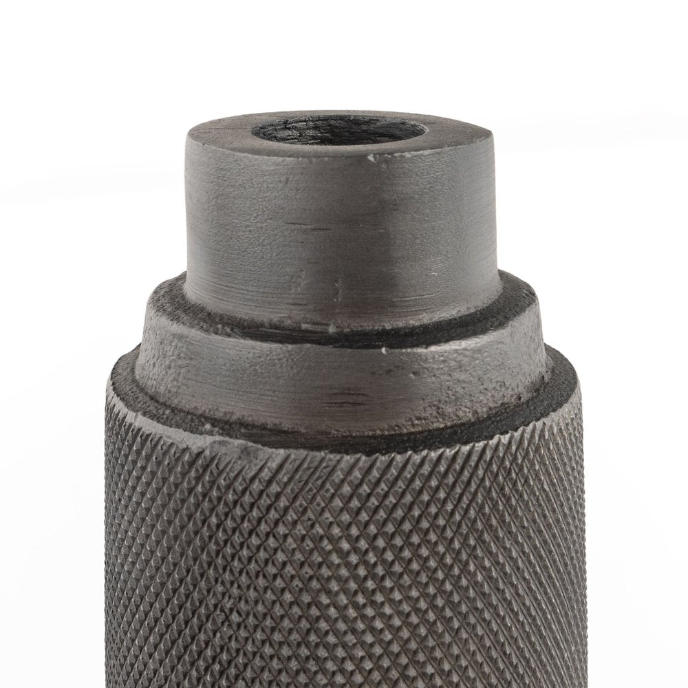 7" Gray Distressed Aluminum Geometric Tabletop Taper Candle Holder