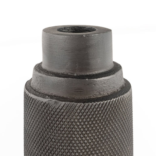 7" Gray Distressed Aluminum Geometric Tabletop Taper Candle Holder