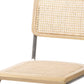 Set of Two Natural and Silver Steel Open Back Dining Side Chairs