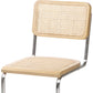 Set of Two Natural and Silver Steel Open Back Dining Side Chairs