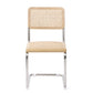 Set of Two Natural and Silver Steel Open Back Dining Side Chairs