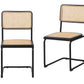 Set of Two Black and Natural Steel Open Back Dining Side Chairs