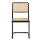 Set of Two Black and Natural Steel Open Back Dining Side Chairs