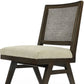 Set of Two Dark Brown And Gray Wood Cane And Upholstery Dining Side Chairs