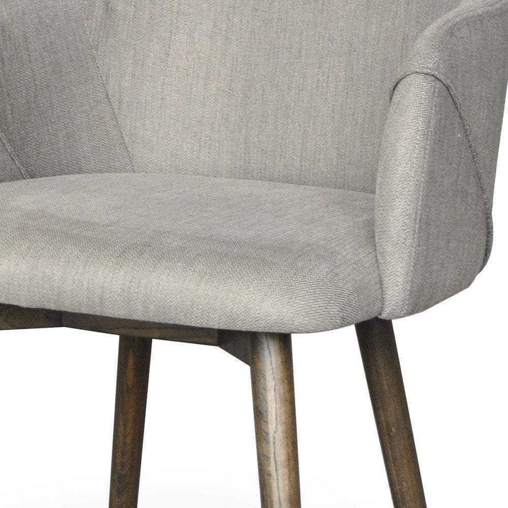 Gray And Brown Upholstered Fabric Dining Arm Chair