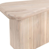 Set of Two Natural Solid Wood Triangle Pedestal Nested Coffee Tables