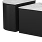 Set of Two Black And White Wood And Faux Marble Oval Drum Bunching Coffee Tables