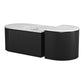 Set of Two Black And White Wood And Faux Marble Oval Drum Bunching Coffee Tables
