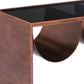 32" Black and Copper Mirrored Glass and Steel Solid Coffee Table