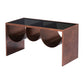 32" Black and Copper Mirrored Glass and Steel Solid Coffee Table