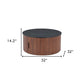 32" Black and Walnut Wood Round Drum Coffee Table