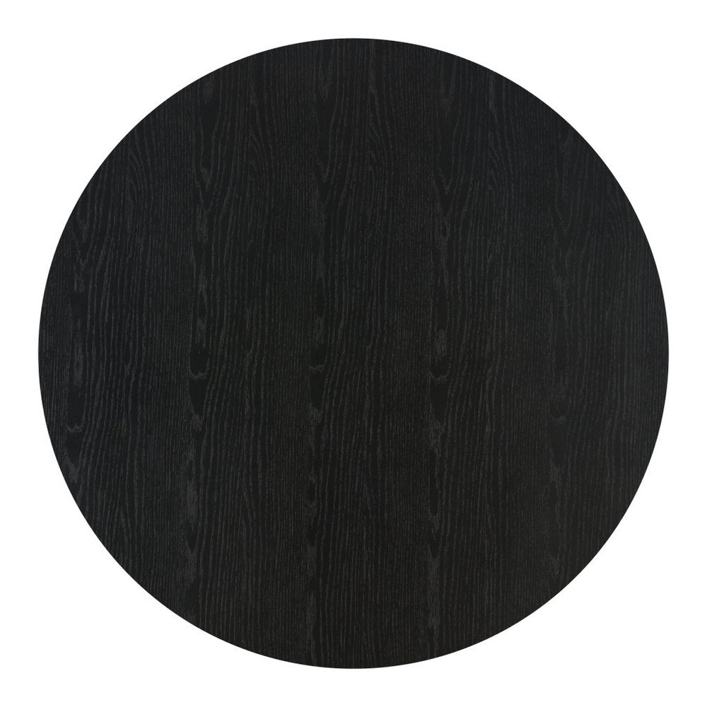 32" Black and Walnut Wood Round Drum Coffee Table