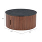 32" Black and Walnut Wood Round Drum Coffee Table