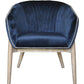 28" Blue And Brown Velvet Arm Chair