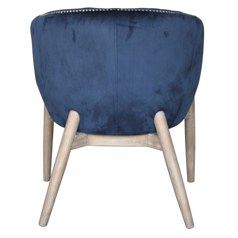 28" Blue And Brown Velvet Arm Chair