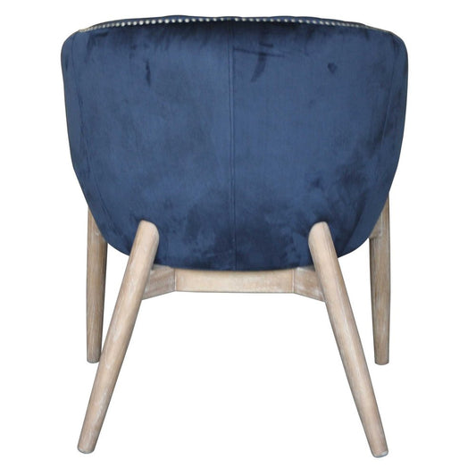 28" Blue And Brown Velvet Arm Chair