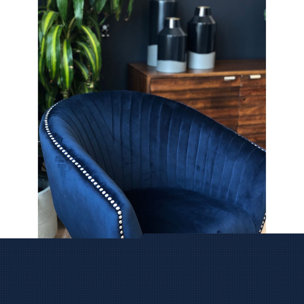 28" Blue And Brown Velvet Arm Chair