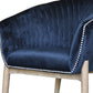 28" Blue And Brown Velvet Arm Chair