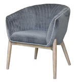 28" Gray And Brown Velvet Arm Chair