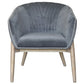 28" Gray And Brown Velvet Arm Chair