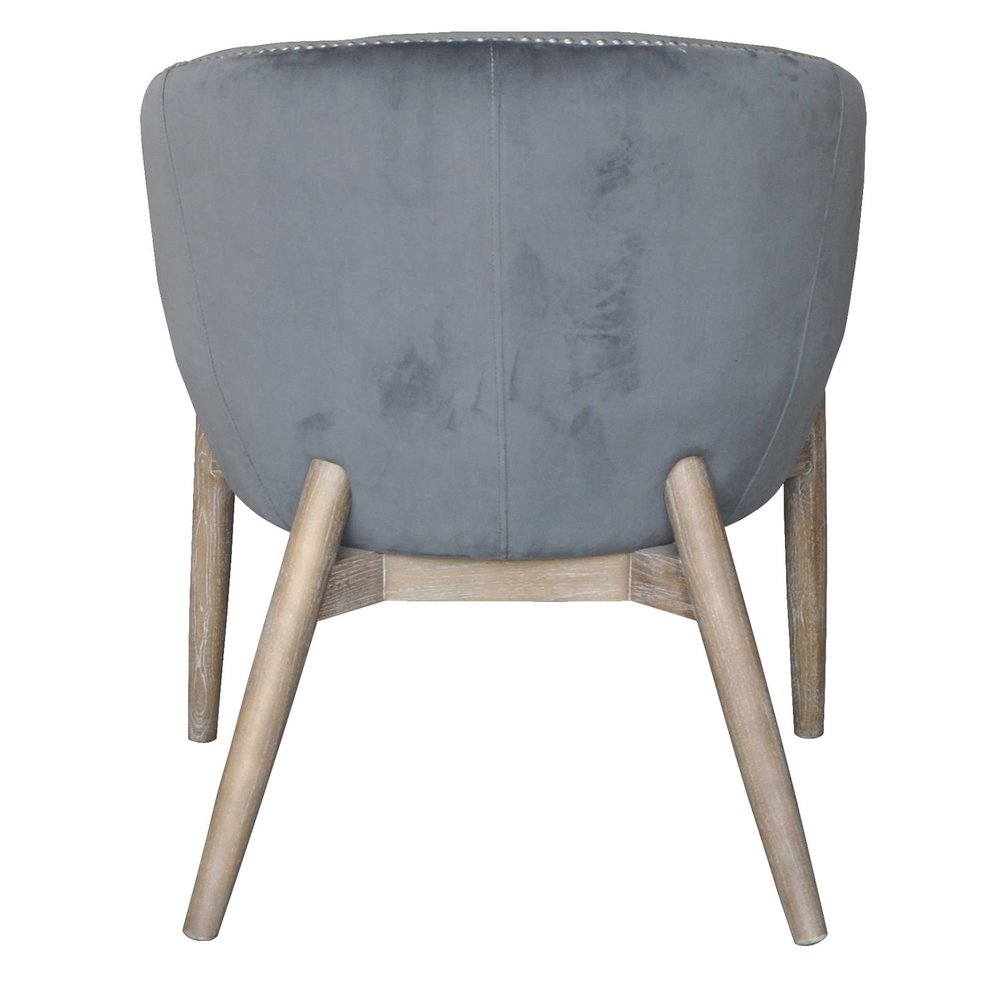 28" Gray And Brown Velvet Arm Chair