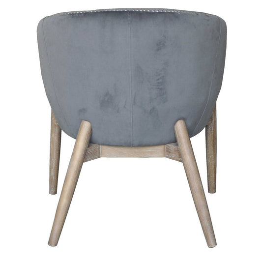 28" Gray And Brown Velvet Arm Chair