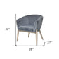 28" Gray And Brown Velvet Arm Chair