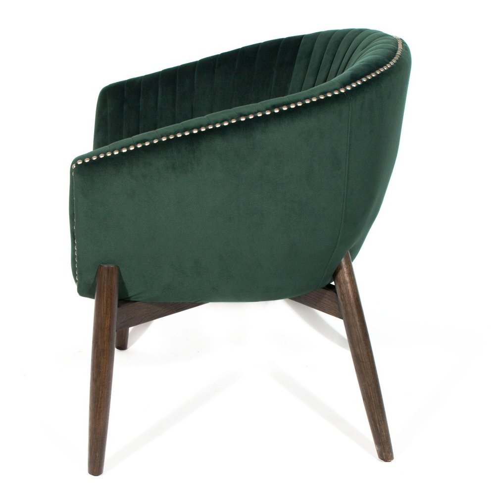 28" Green And Brown Velvet Arm Chair